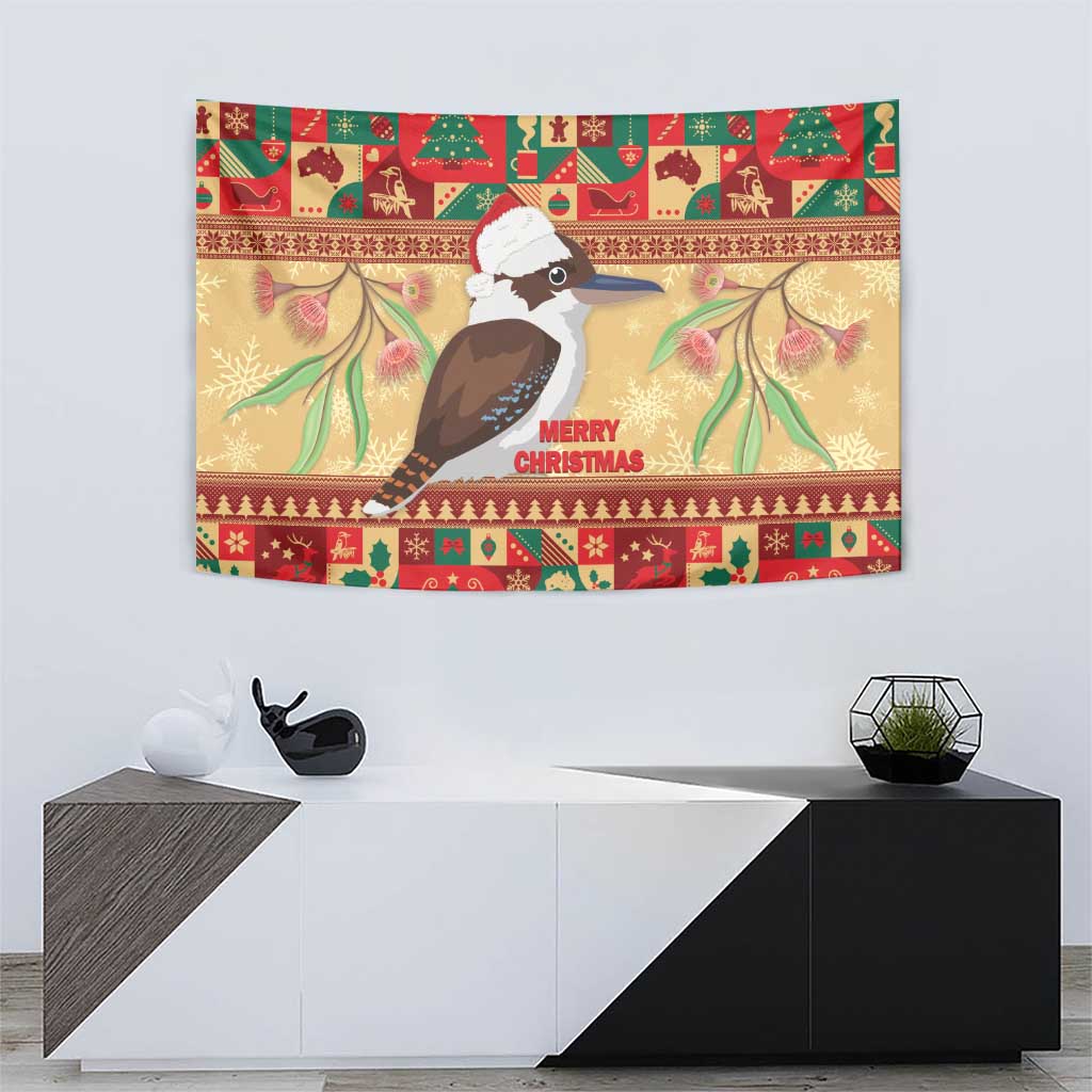 Australia Christmas Tapestry Kookaburra Santa With Gumtree - Vibe Hoodie Shop