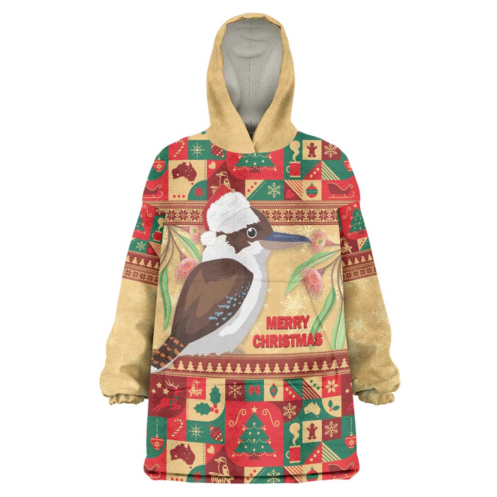 Australia Christmas Wearable Blanket Hoodie Kookaburra Santa With Gumtree - Vibe Hoodie Shop