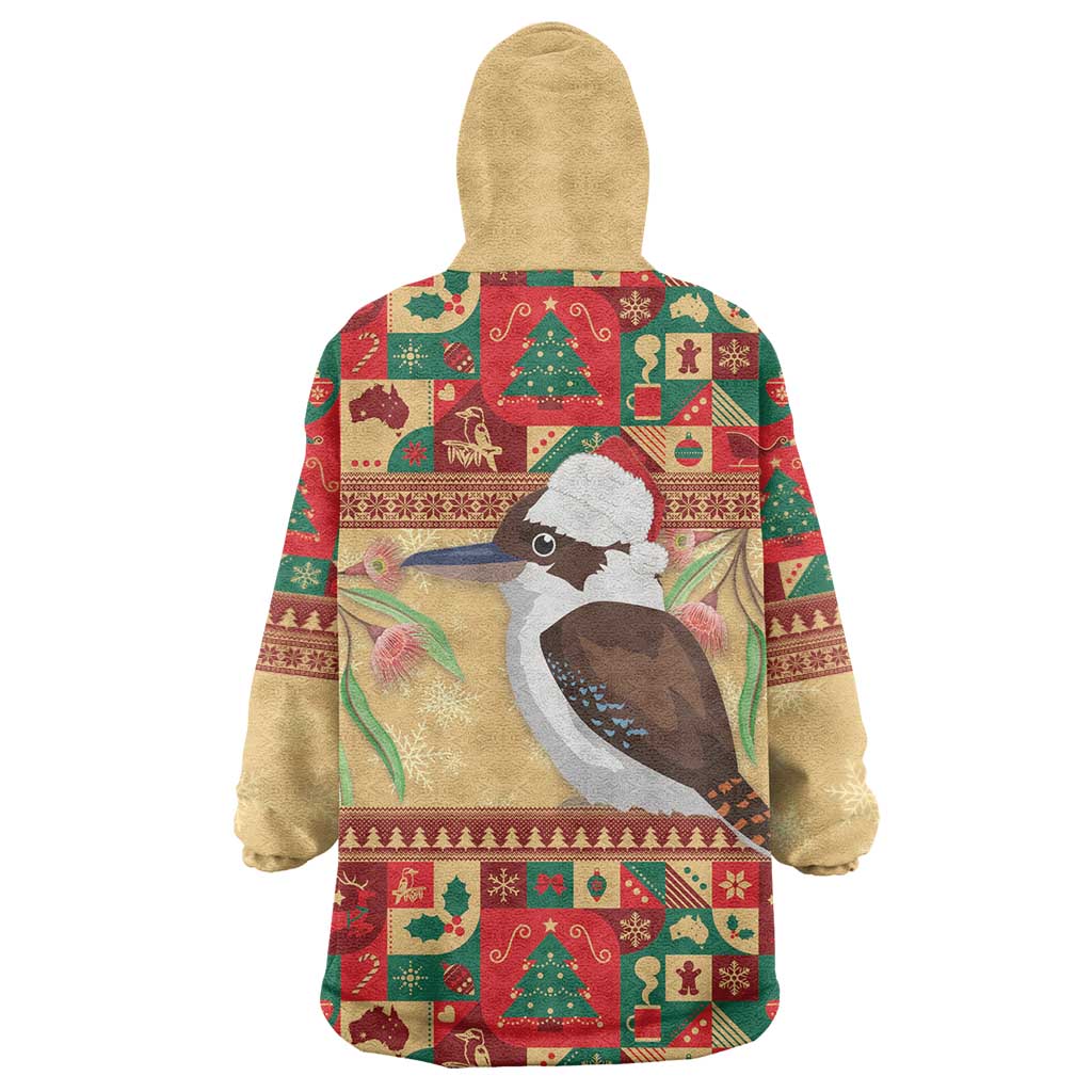 Australia Christmas Wearable Blanket Hoodie Kookaburra Santa With Gumtree - Vibe Hoodie Shop