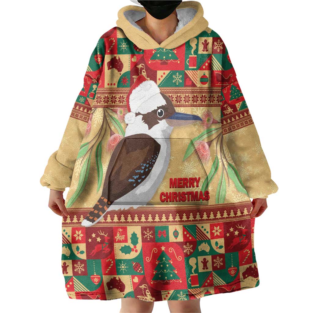 Australia Christmas Wearable Blanket Hoodie Kookaburra Santa With Gumtree - Vibe Hoodie Shop