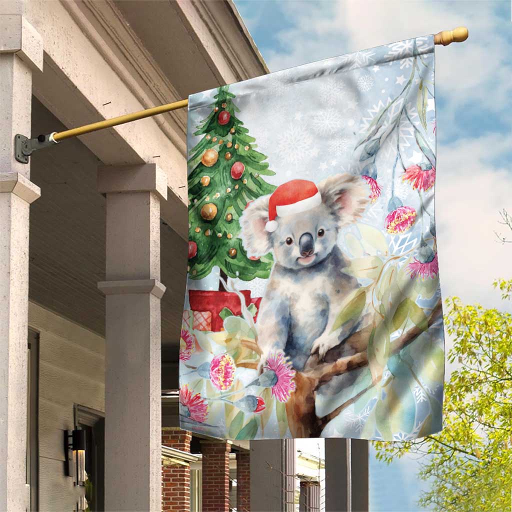 Australia Christmas Garden Flag Koala Santa With Eucalyptus - Watercolor - Vibe Hoodie Shop