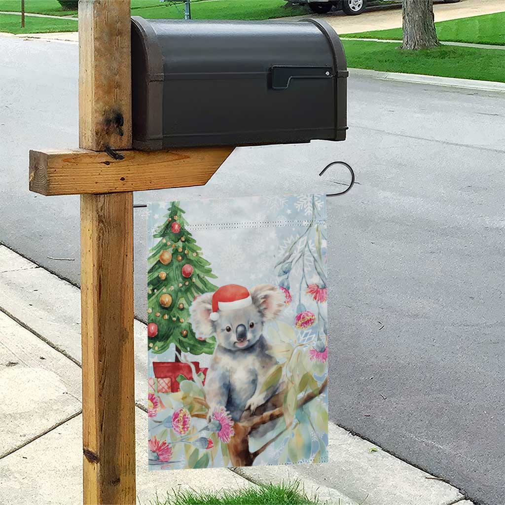 Australia Christmas Garden Flag Koala Santa With Eucalyptus - Watercolor - Vibe Hoodie Shop