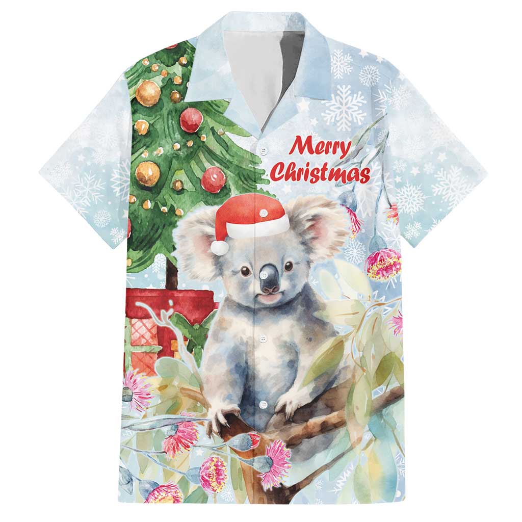 Australia Christmas Hawaiian Shirt Koala Santa With Eucalyptus - Watercolor - Vibe Hoodie Shop