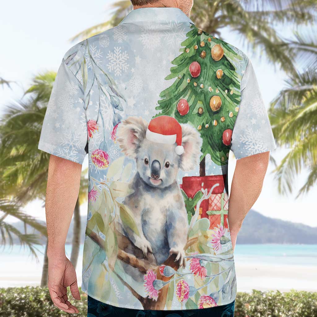 Australia Christmas Hawaiian Shirt Koala Santa With Eucalyptus - Watercolor - Vibe Hoodie Shop