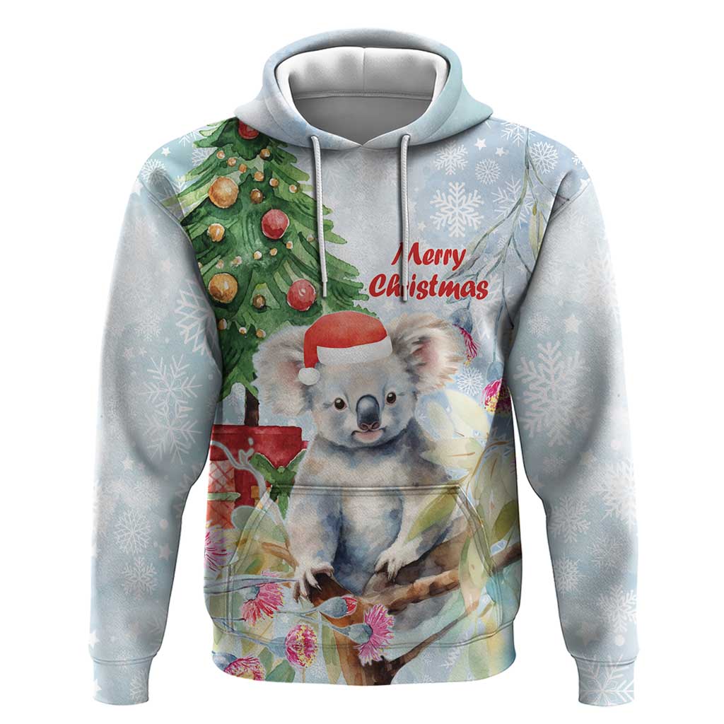 Australia Christmas Hoodie Koala Santa With Eucalyptus - Watercolor - Vibe Hoodie Shop