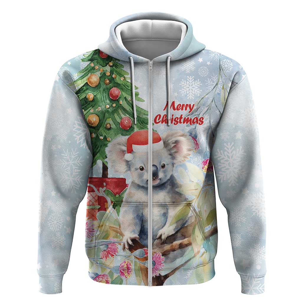 Australia Christmas Hoodie Koala Santa With Eucalyptus - Watercolor - Vibe Hoodie Shop