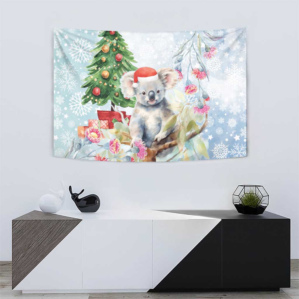 Australia Christmas Tapestry Koala Santa With Eucalyptus - Watercolor - Vibe Hoodie Shop