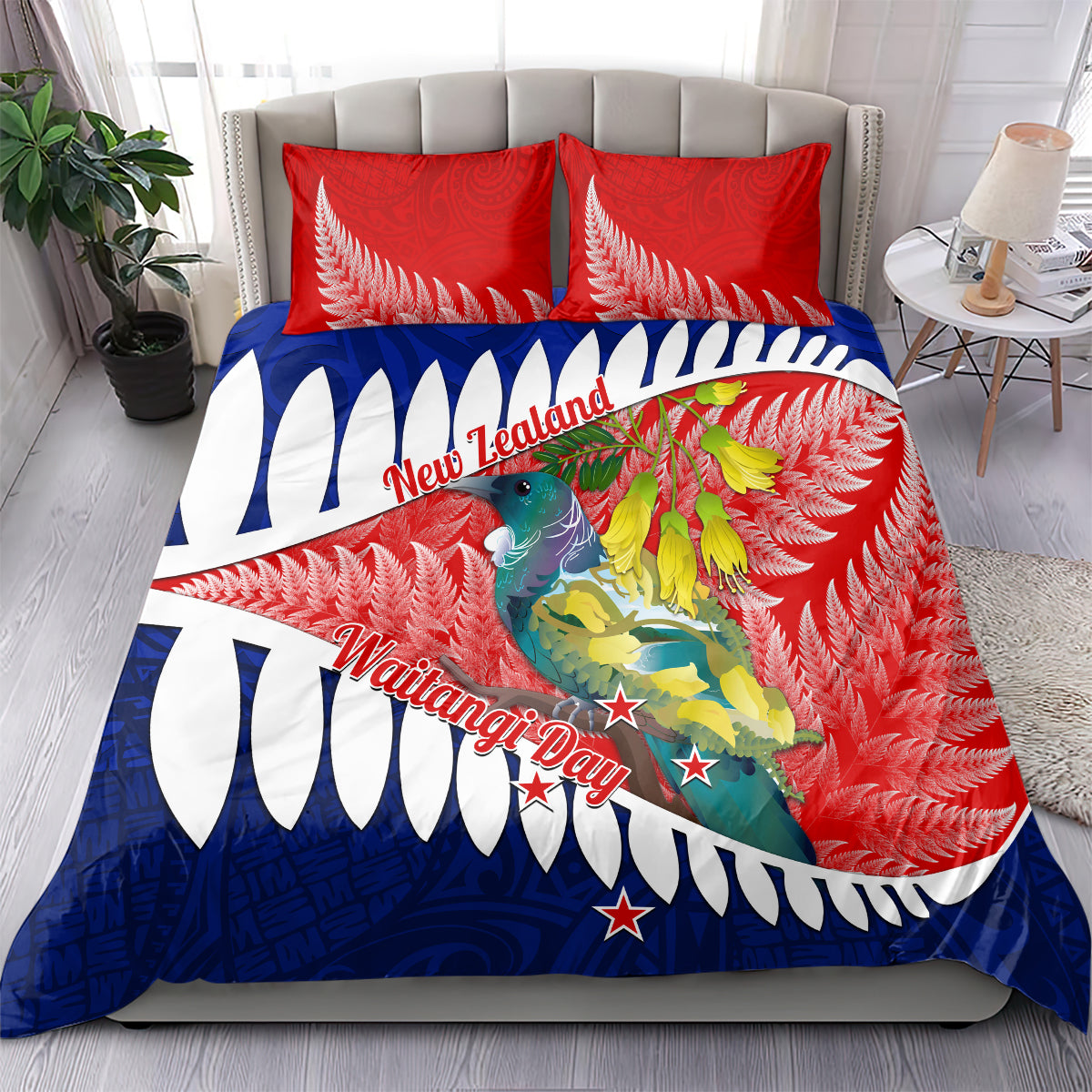 New Zealand Waitangi Day Bedding Set NZ Maori Tui Bird With Kowhai Flowers - Vibe Hoodie Shop
