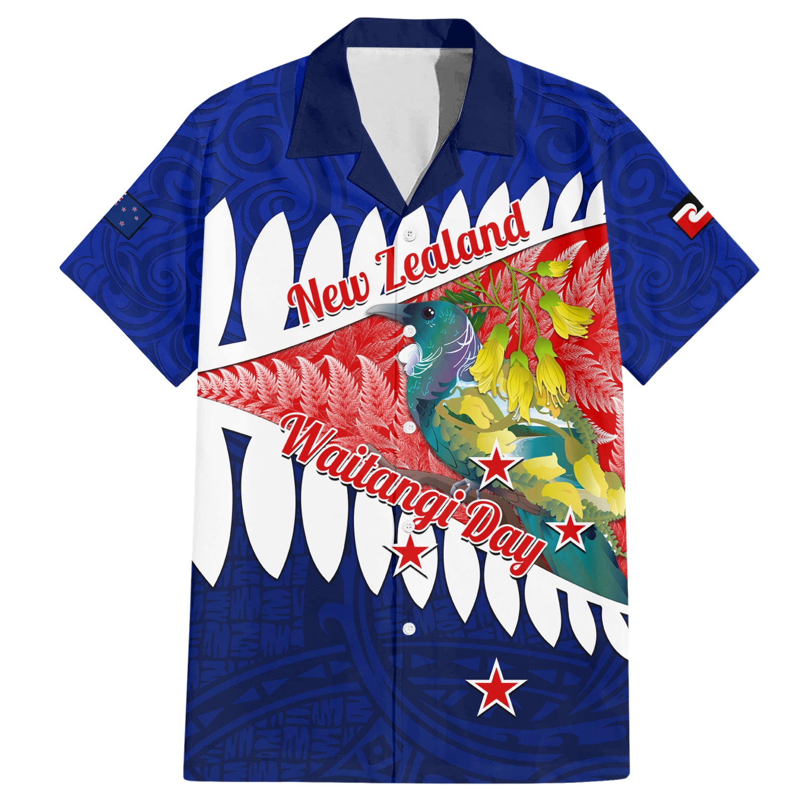 New Zealand Waitangi Day Hawaiian Shirt NZ Maori Tui Bird With Kowhai Flowers - Vibe Hoodie Shop