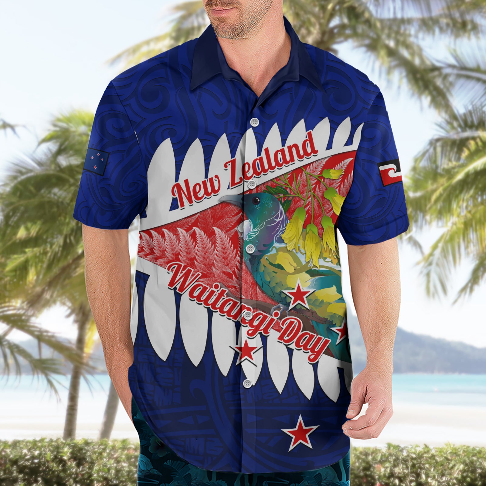 New Zealand Waitangi Day Hawaiian Shirt NZ Maori Tui Bird With Kowhai Flowers - Vibe Hoodie Shop