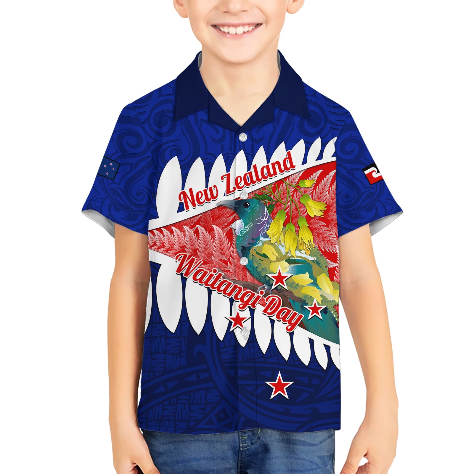 New Zealand Waitangi Day Hawaiian Shirt NZ Maori Tui Bird With Kowhai Flowers - Vibe Hoodie Shop
