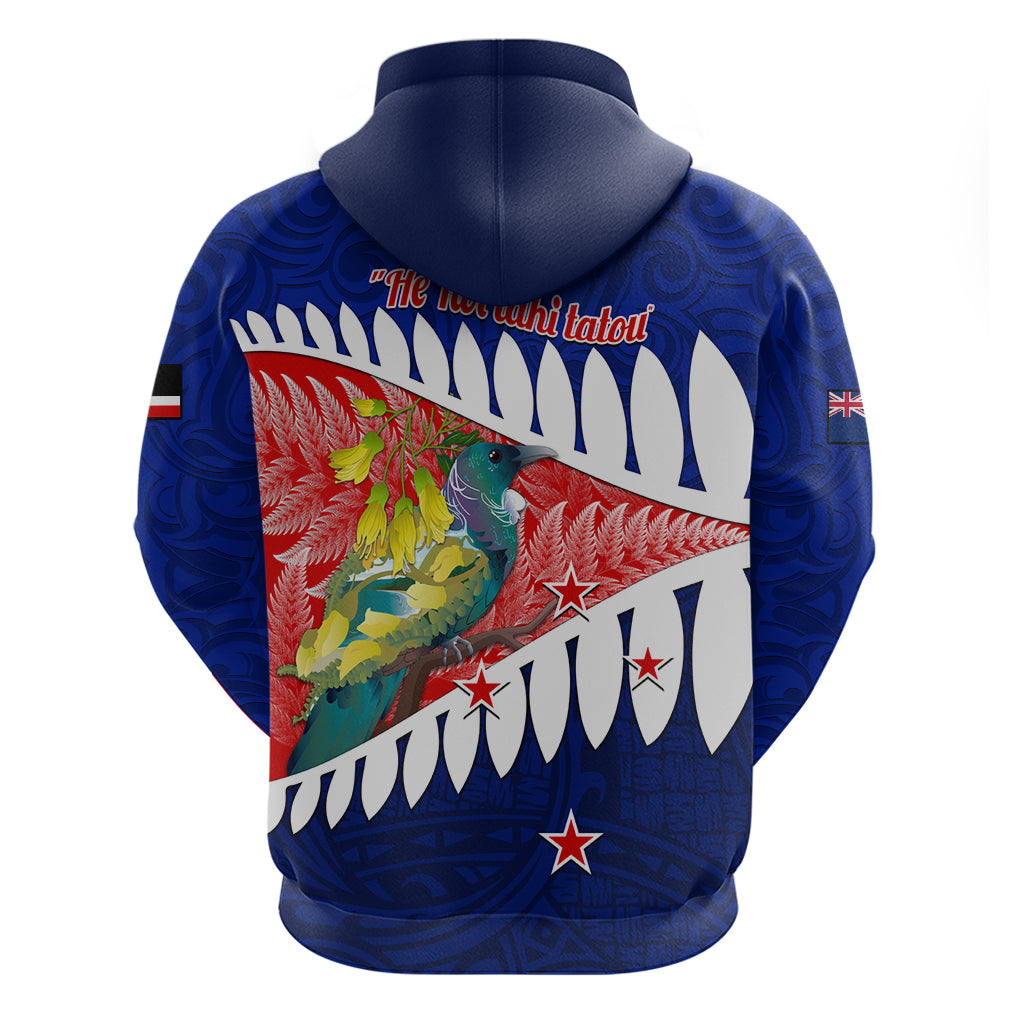 New Zealand Waitangi Day Hoodie NZ Maori Tui Bird With Kowhai Flowers - Vibe Hoodie Shop
