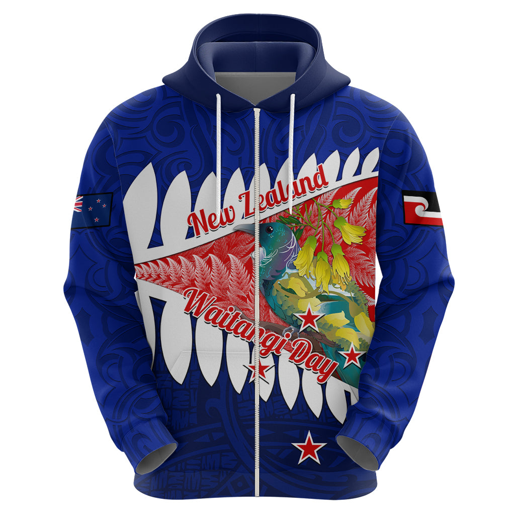 New Zealand Waitangi Day Hoodie NZ Maori Tui Bird With Kowhai Flowers - Vibe Hoodie Shop