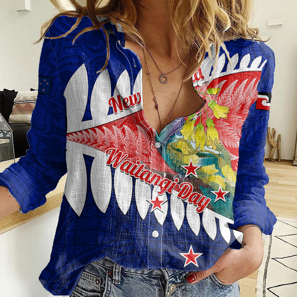 New Zealand Waitangi Day Women Casual Shirt NZ Maori Tui Bird With Kowhai Flowers - Vibe Hoodie Shop
