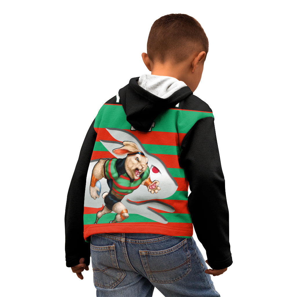 (Custom Text And Number) Rabbitohs Rugby 2023 Kid Hoodie Glory Glory Souths Unique - Vibe Hoodie Shop
