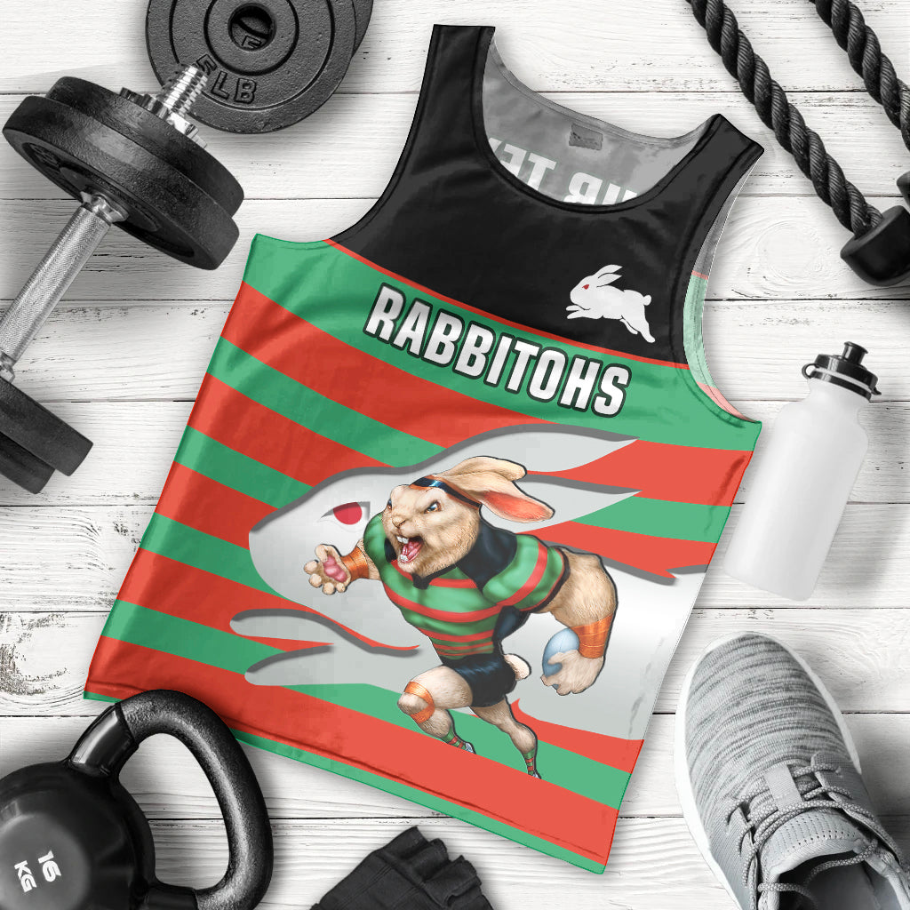 (Custom Text And Number) Rabbitohs Rugby 2023 Men Tank Top Glory Glory Souths Unique - Vibe Hoodie Shop