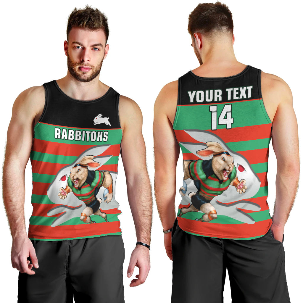 (Custom Text And Number) Rabbitohs Rugby 2023 Men Tank Top Glory Glory Souths Unique - Vibe Hoodie Shop