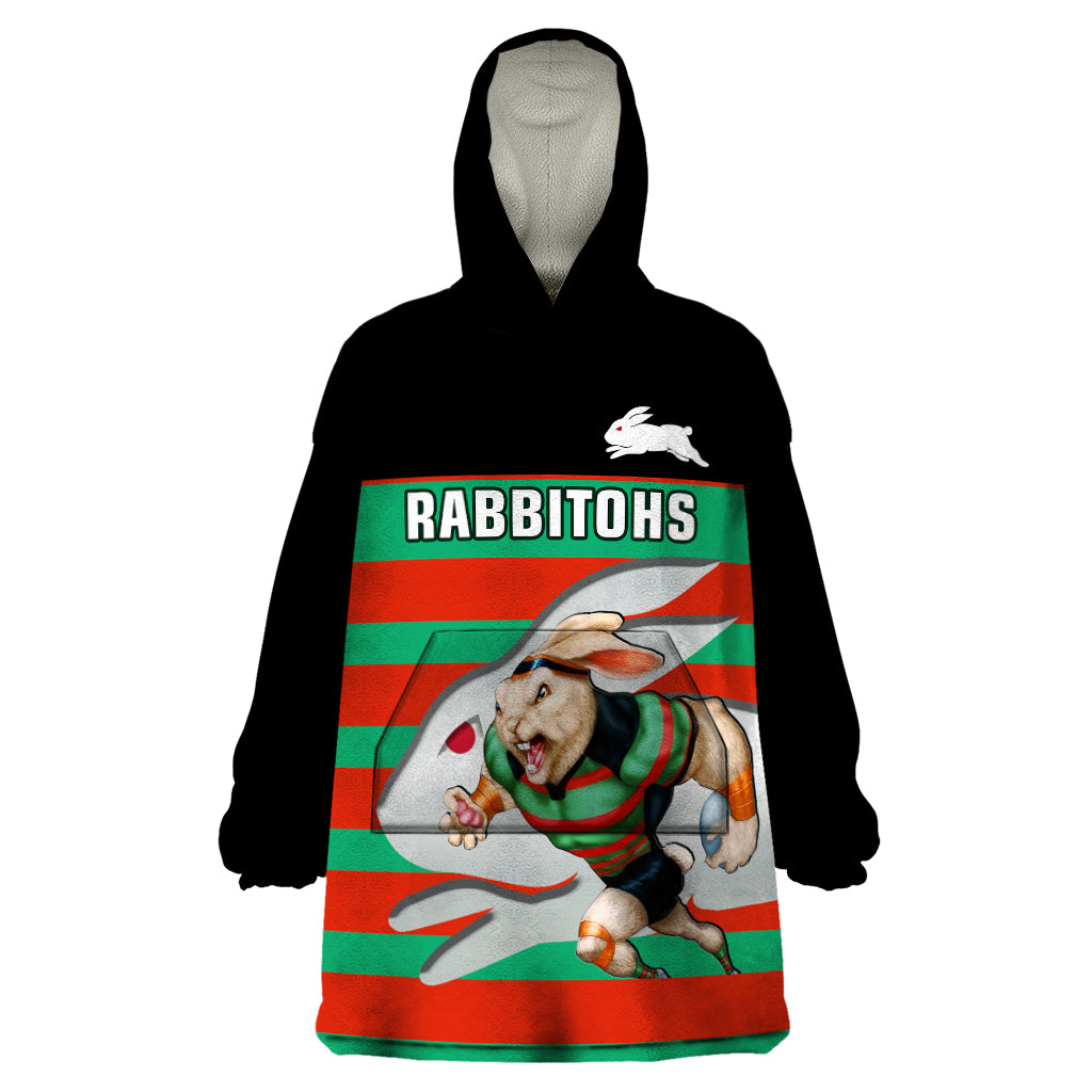 (Custom Text And Number) Rabbitohs Rugby 2023 Wearable Blanket Hoodie Glory Glory Souths Unique - Vibe Hoodie Shop