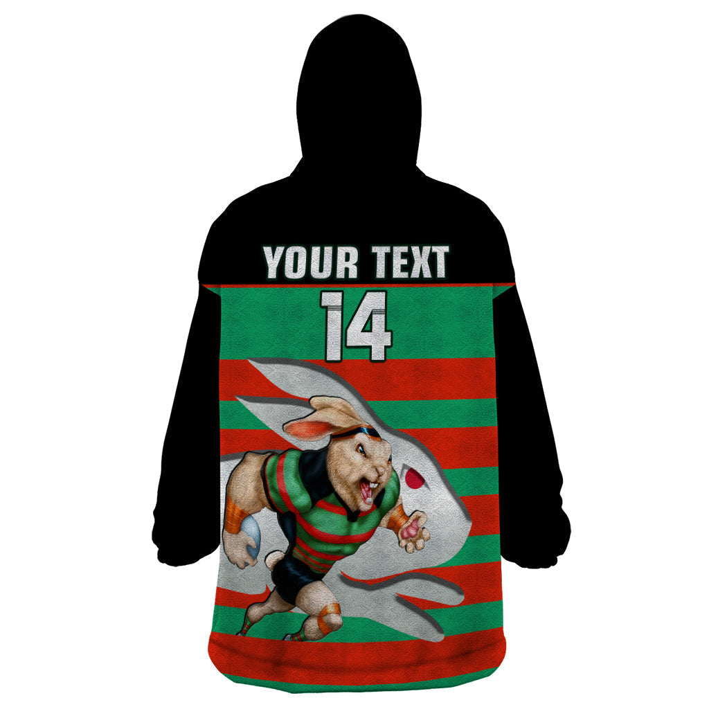 (Custom Text And Number) Rabbitohs Rugby 2023 Wearable Blanket Hoodie Glory Glory Souths Unique - Vibe Hoodie Shop