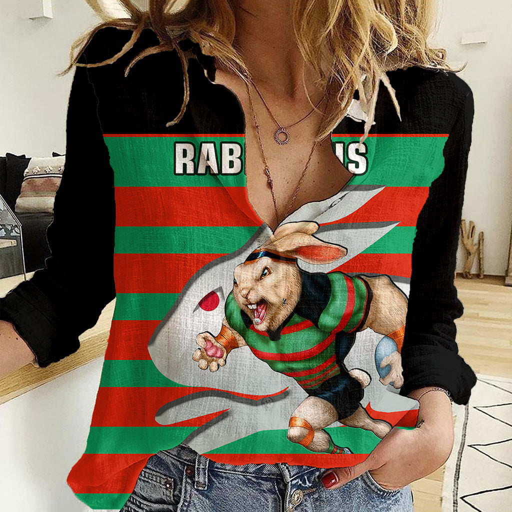 (Custom Text And Number) Rabbitohs Rugby 2023 Women Casual Shirt Glory Glory Souths Unique - Vibe Hoodie Shop