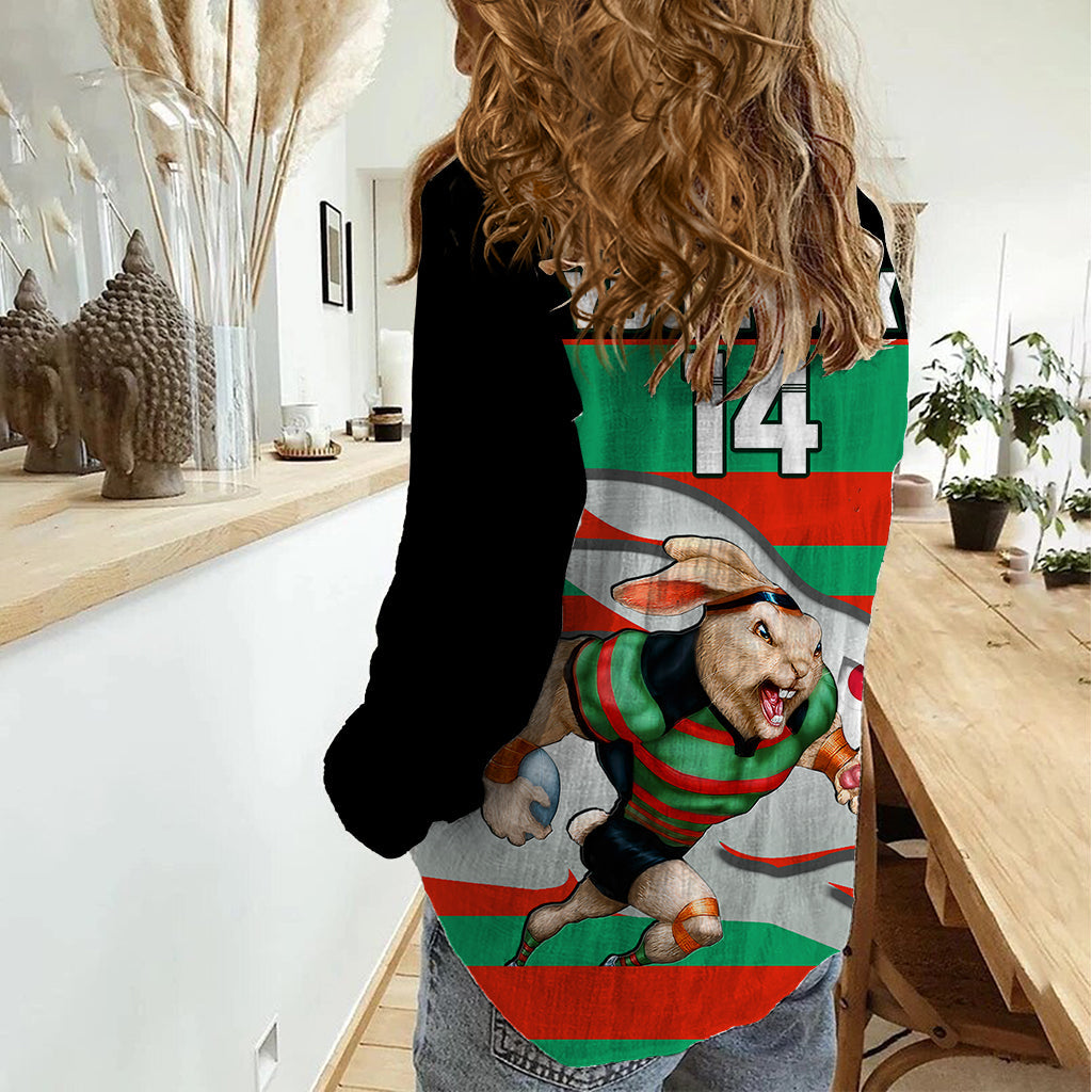 (Custom Text And Number) Rabbitohs Rugby 2023 Women Casual Shirt Glory Glory Souths Unique - Vibe Hoodie Shop