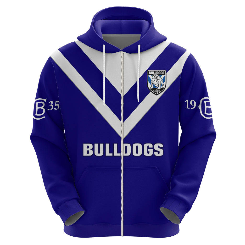 (Custom Text And Number) Bulldogs Rugby 2023 Hoodie Canterbury Bankstown Go Dogs - Vibe Hoodie Shop