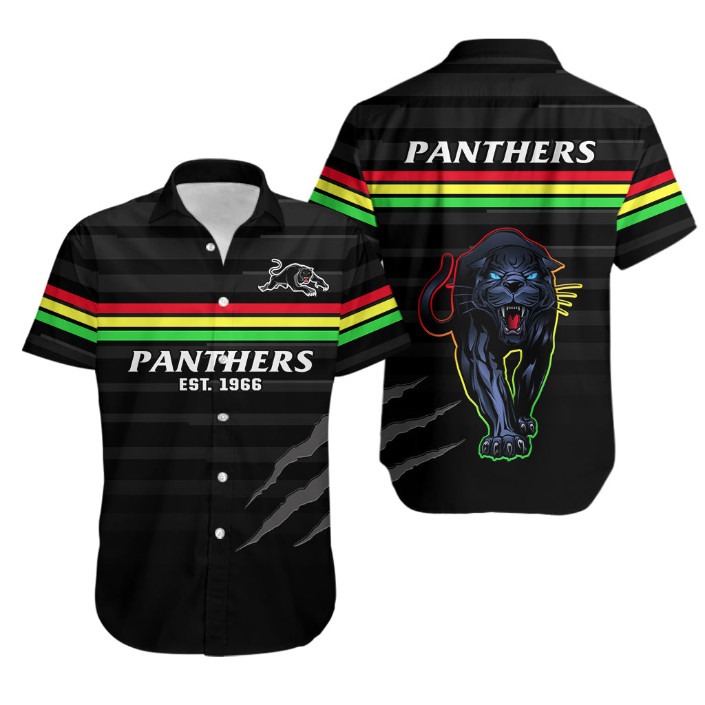 Penrith Panthers Rugby 2023 Hawaiian Shirt The Riff Est 1966 Black Sporty - Vibe Hoodie Shop