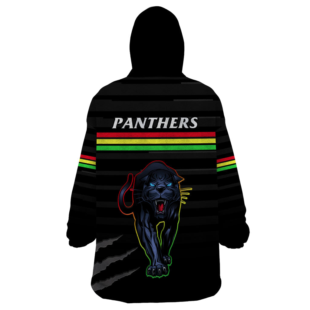 Penrith Panthers Rugby 2023 Wearable Blanket Hoodie The Riff Est 1966 Black Sporty - Vibe Hoodie Shop