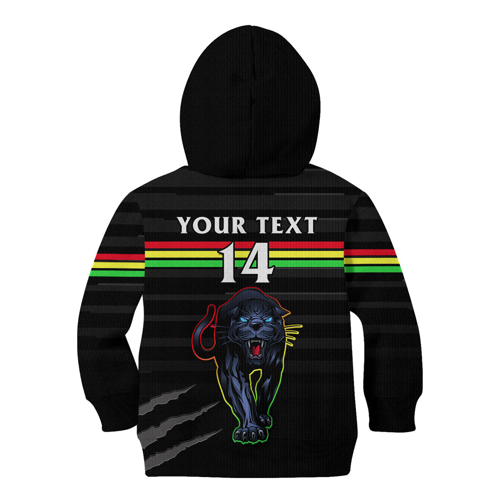 (Custom Text And Number) Penrith Panthers Rugby 2023 Kid Hoodie The Riff Est 1966 Black Sporty - Vibe Hoodie Shop