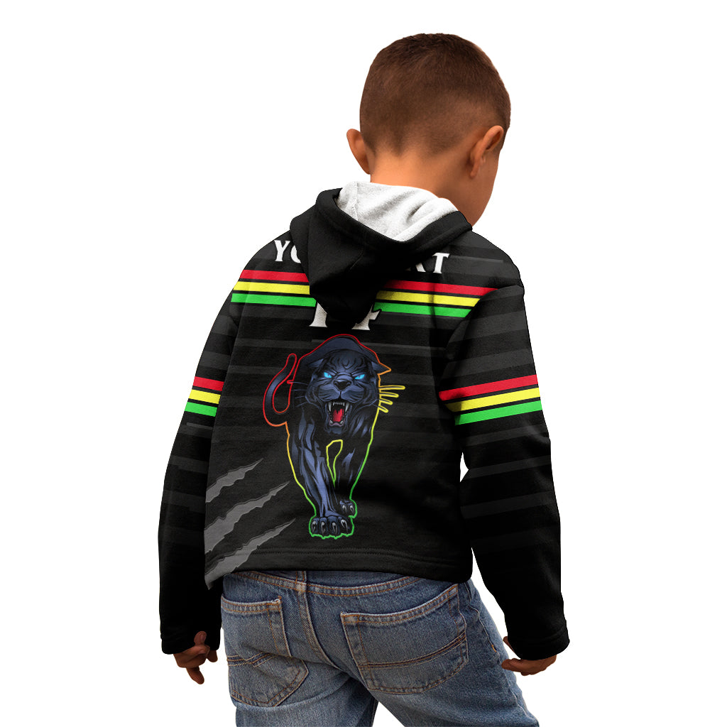 (Custom Text And Number) Penrith Panthers Rugby 2023 Kid Hoodie The Riff Est 1966 Black Sporty - Vibe Hoodie Shop