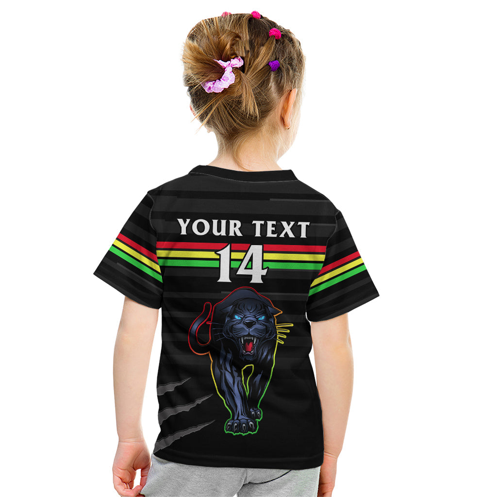 (Custom Text And Number) Penrith Panthers Rugby 2023 Kid T Shirt The Riff Est 1966 Black Sporty - Vibe Hoodie Shop