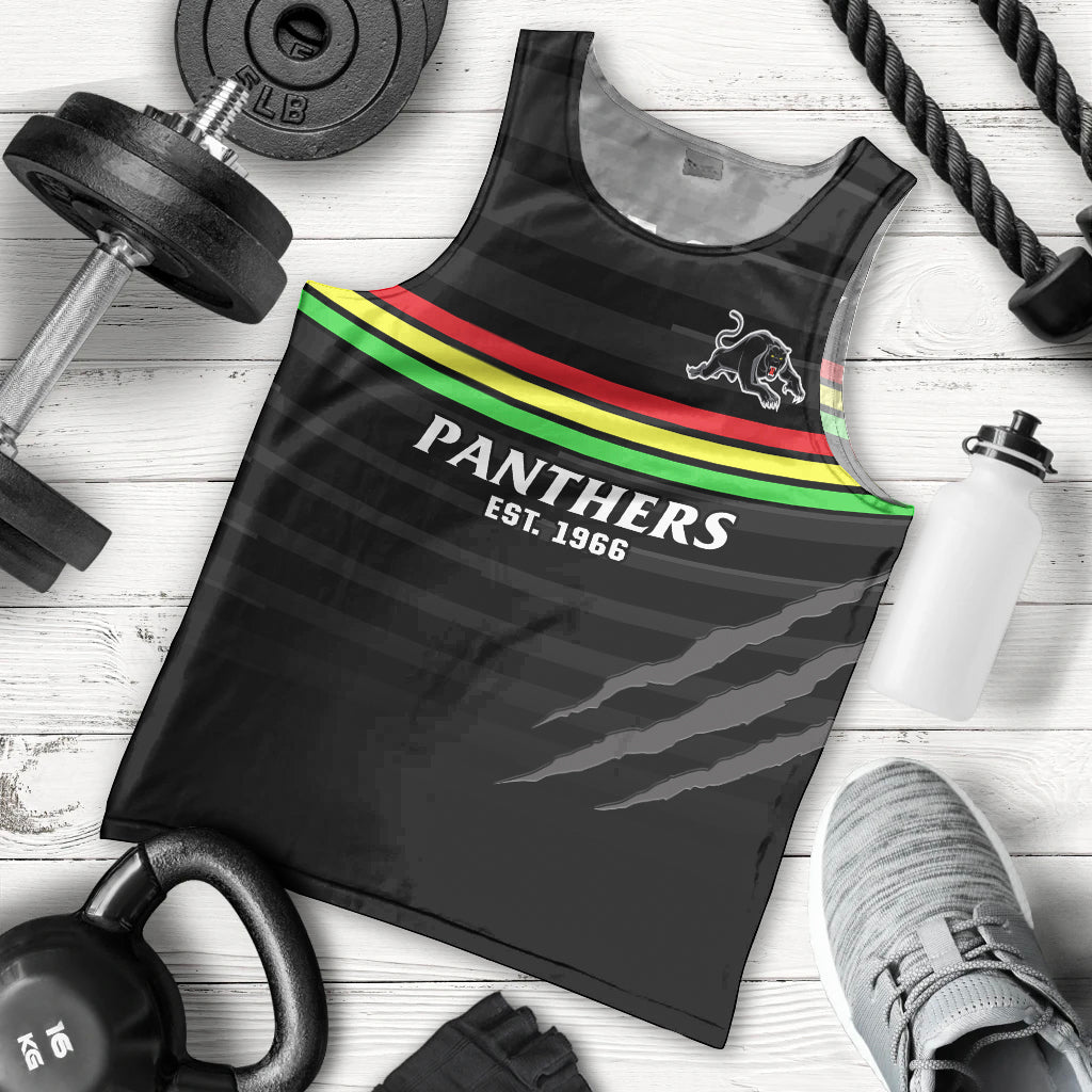 (Custom Text And Number) Penrith Panthers Rugby 2023 Men Tank Top The Riff Est 1966 Black Sporty - Vibe Hoodie Shop