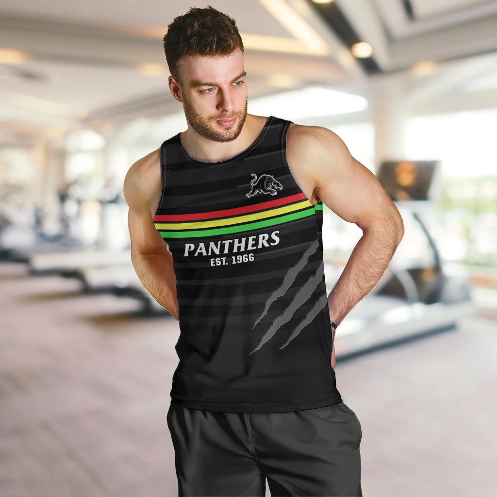 (Custom Text And Number) Penrith Panthers Rugby 2023 Men Tank Top The Riff Est 1966 Black Sporty - Vibe Hoodie Shop