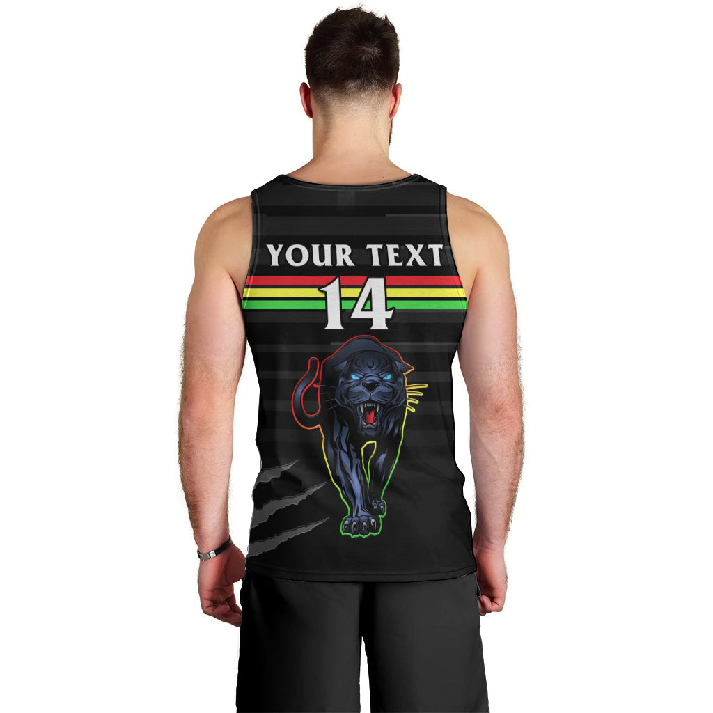 (Custom Text And Number) Penrith Panthers Rugby 2023 Men Tank Top The Riff Est 1966 Black Sporty - Vibe Hoodie Shop