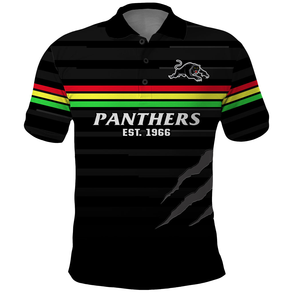 (Custom Text And Number) Penrith Panthers Rugby 2023 Polo Shirt The Riff Est 1966 Black Sporty - Vibe Hoodie Shop