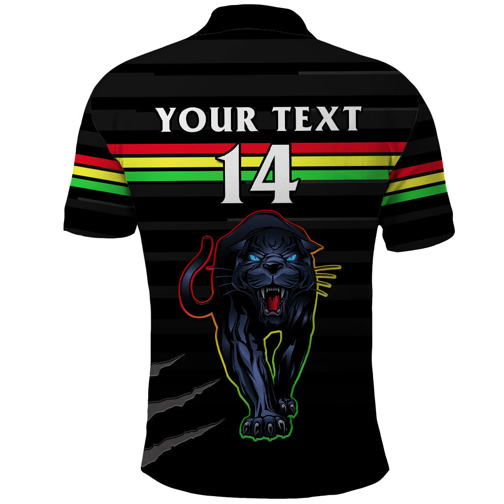 (Custom Text And Number) Penrith Panthers Rugby 2023 Polo Shirt The Riff Est 1966 Black Sporty - Vibe Hoodie Shop