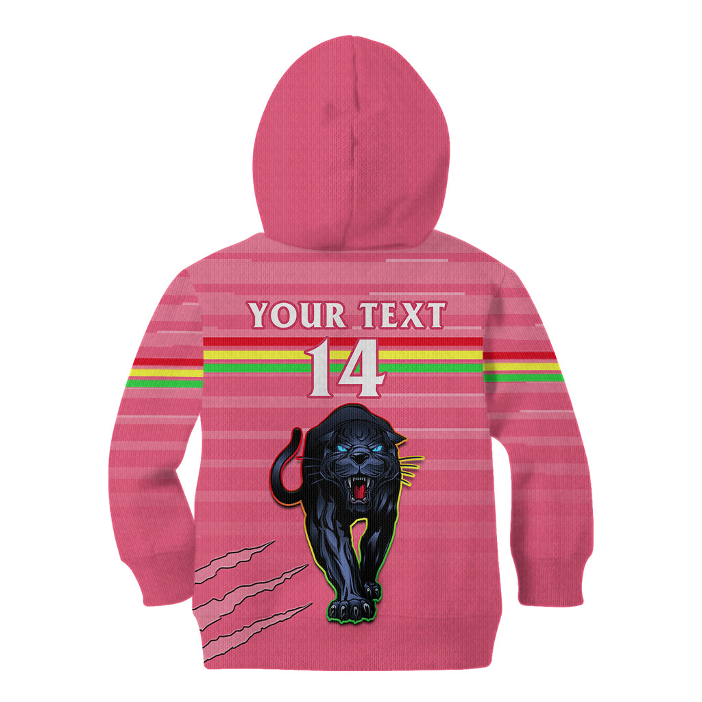 (Custom Text And Number) Penrith Panthers Rugby 2023 Kid Hoodie The Riff Est 1966 Pink Sporty - Vibe Hoodie Shop