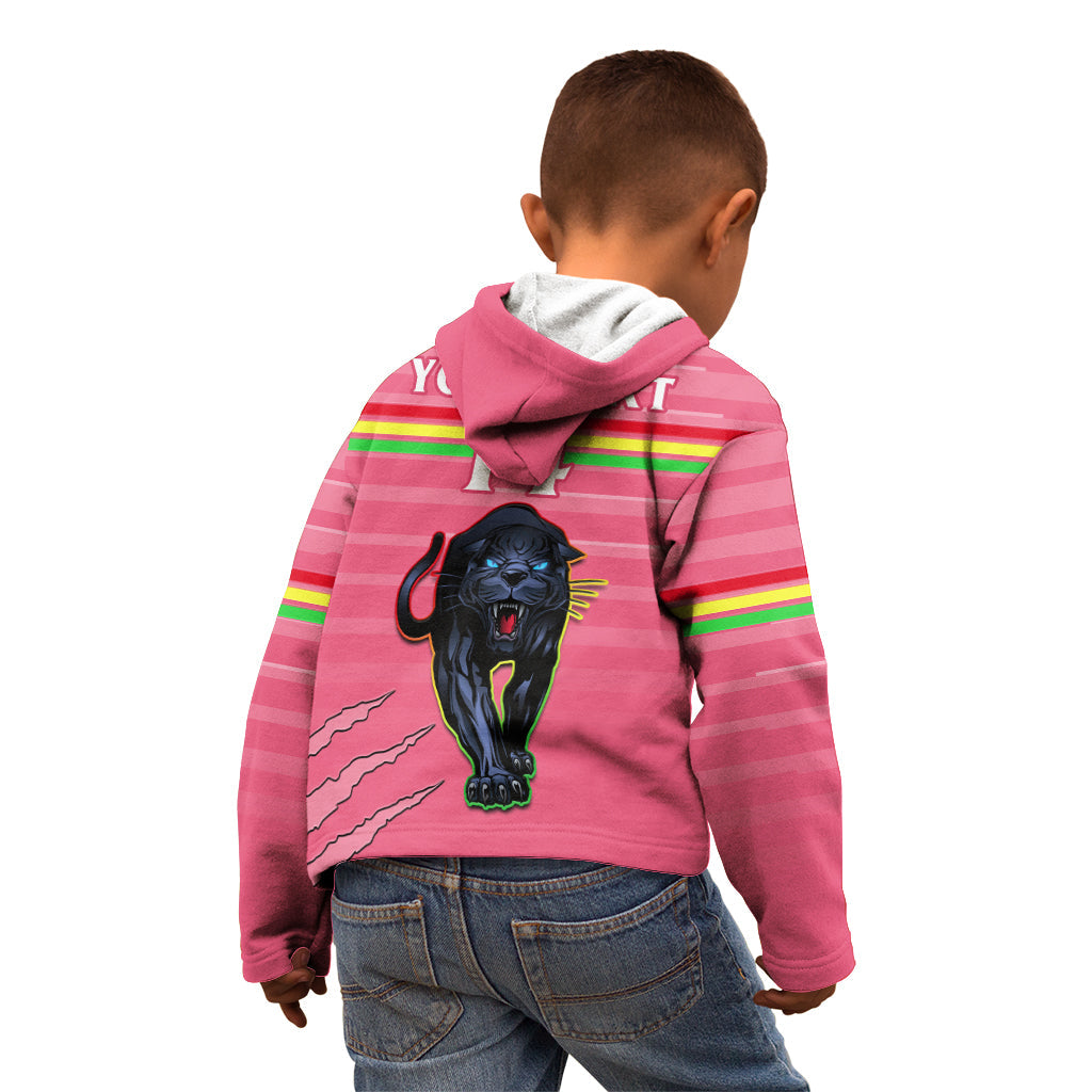 (Custom Text And Number) Penrith Panthers Rugby 2023 Kid Hoodie The Riff Est 1966 Pink Sporty - Vibe Hoodie Shop
