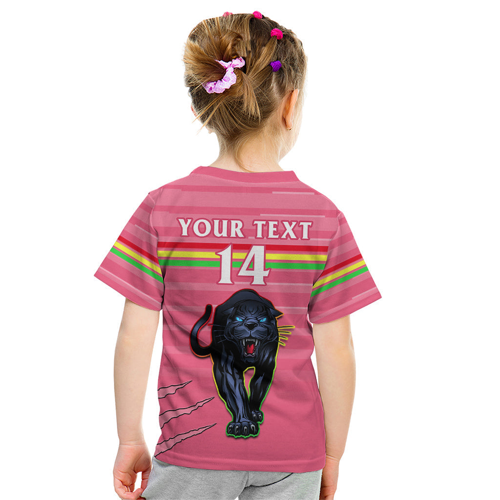 (Custom Text And Number) Penrith Panthers Rugby 2023 Kid T Shirt The Riff Est 1966 Pink Sporty - Vibe Hoodie Shop