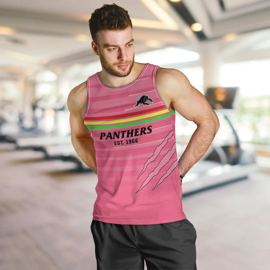 (Custom Text And Number) Penrith Panthers Rugby 2023 Men Tank Top The Riff Est 1966 Pink Sporty - Vibe Hoodie Shop