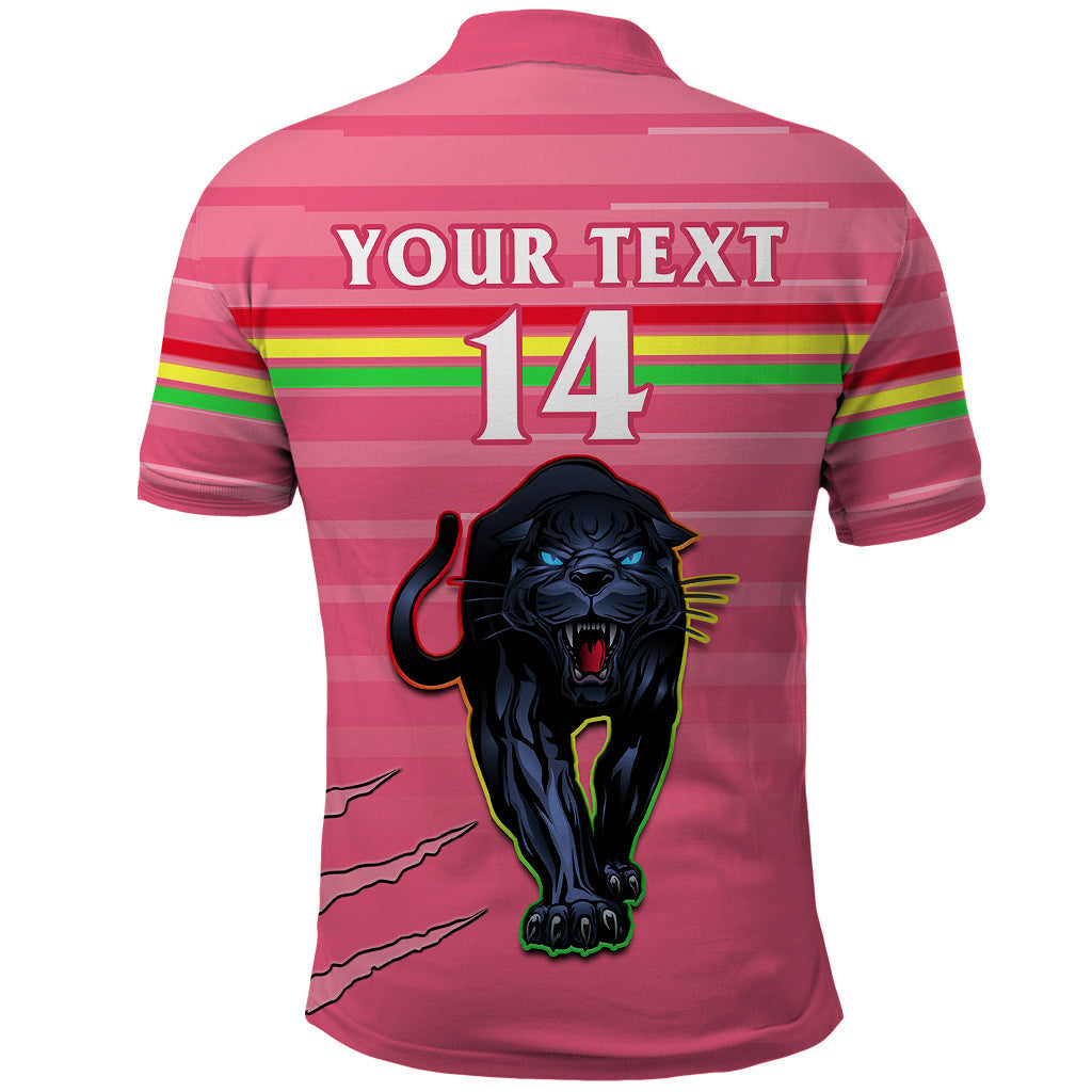 (Custom Text And Number) Penrith Panthers Rugby 2023 Polo Shirt The Riff Est 1966 Pink Sporty - Vibe Hoodie Shop
