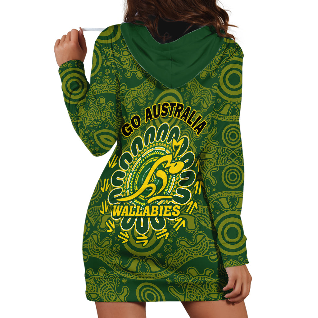 Australia Rugby Hoodie Dress Wallabies 2023 Go Champions Indigenous Art - Vibe Hoodie Shop