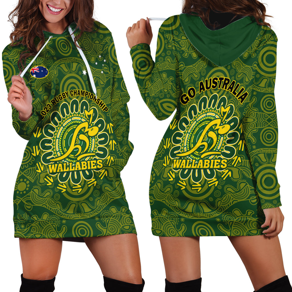 Australia Rugby Hoodie Dress Wallabies 2023 Go Champions Indigenous Art - Vibe Hoodie Shop