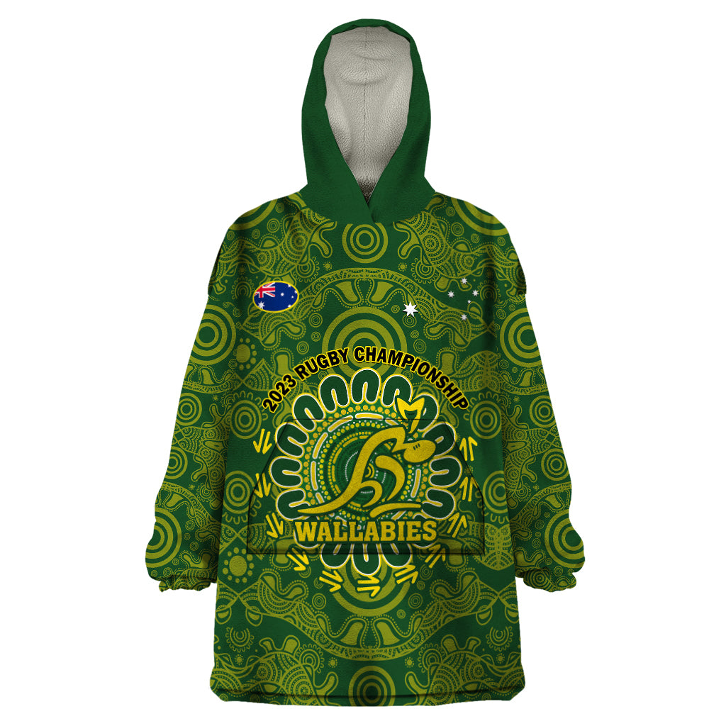 Australia Rugby Wearable Blanket Hoodie Wallabies 2023 Go Champions Indigenous Art - Vibe Hoodie Shop