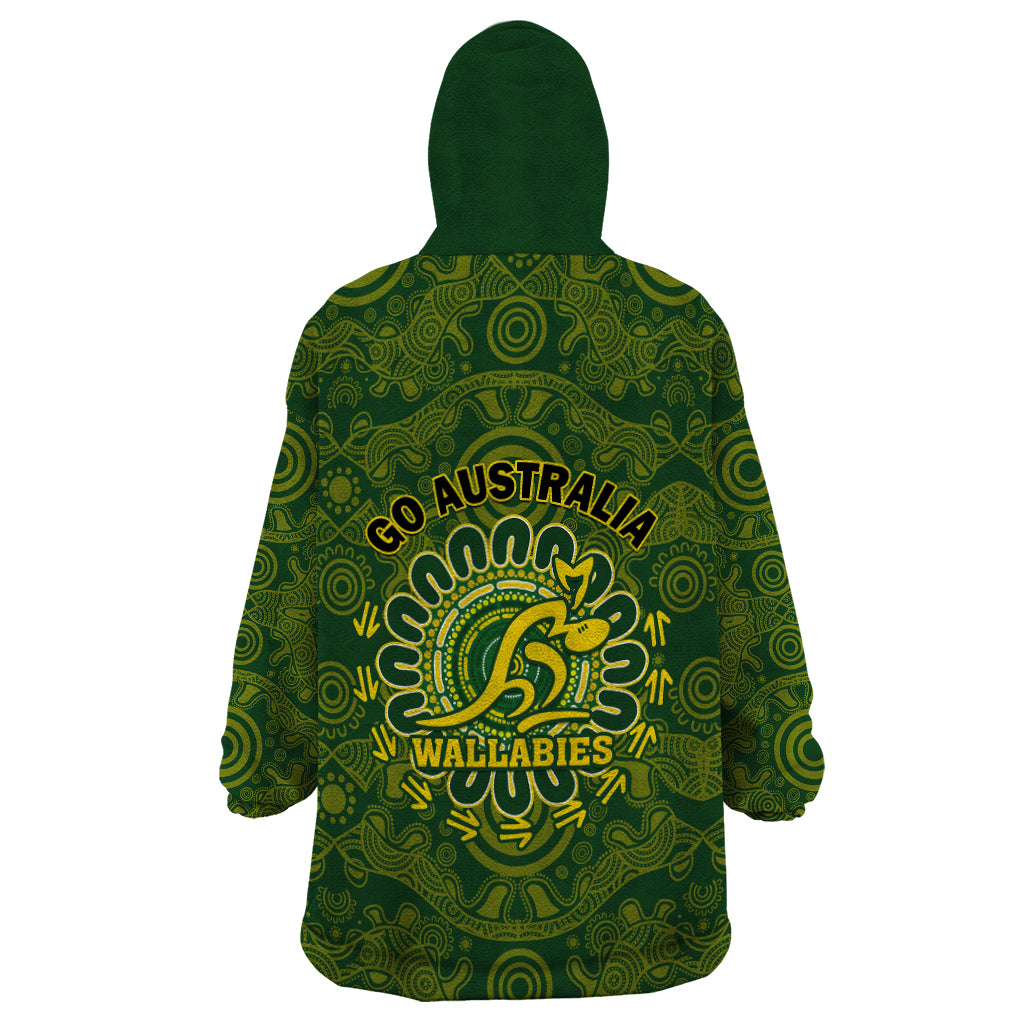 Australia Rugby Wearable Blanket Hoodie Wallabies 2023 Go Champions Indigenous Art - Vibe Hoodie Shop