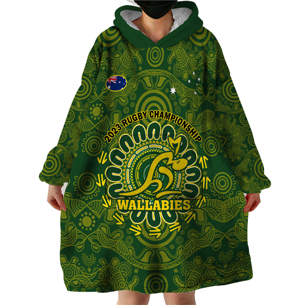 Australia Rugby Wearable Blanket Hoodie Wallabies 2023 Go Champions Indigenous Art - Vibe Hoodie Shop