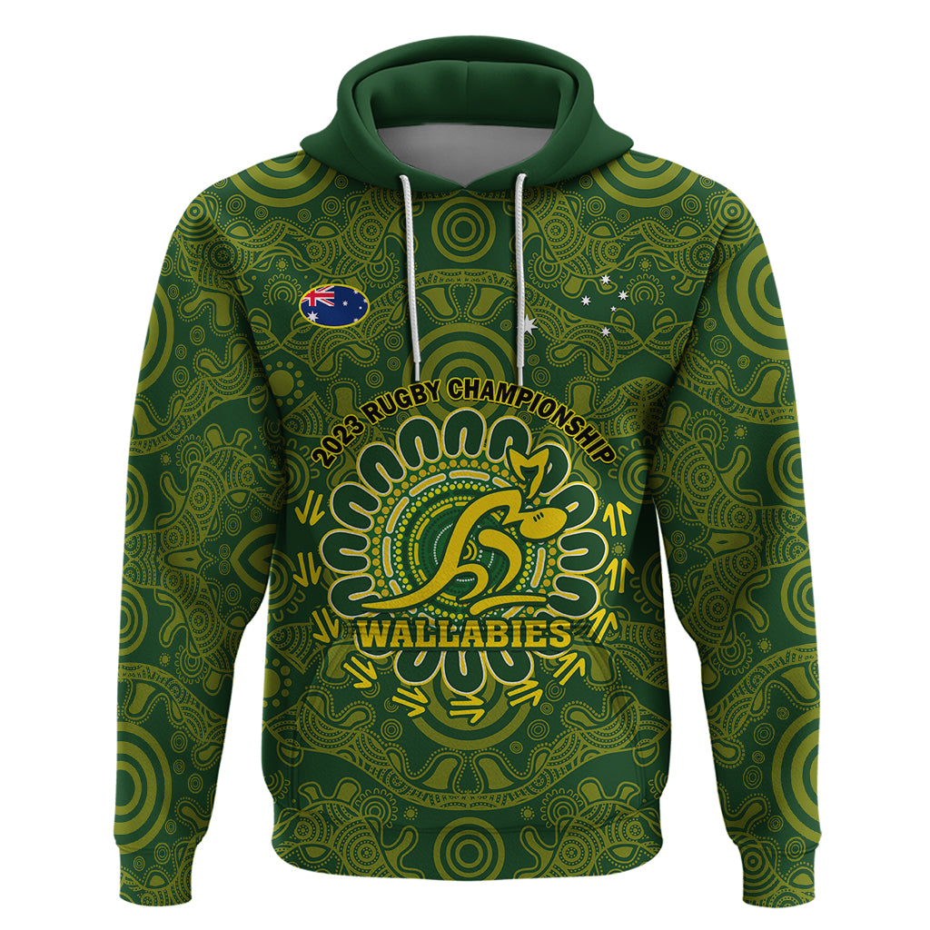 Personalised Australia Rugby Hoodie Wallabies 2023 Go Champions Indigenous Art - Vibe Hoodie Shop