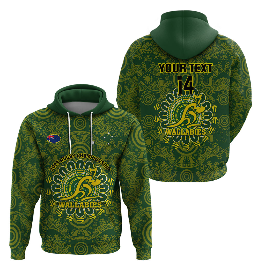 Personalised Australia Rugby Hoodie Wallabies 2023 Go Champions Indigenous Art - Vibe Hoodie Shop