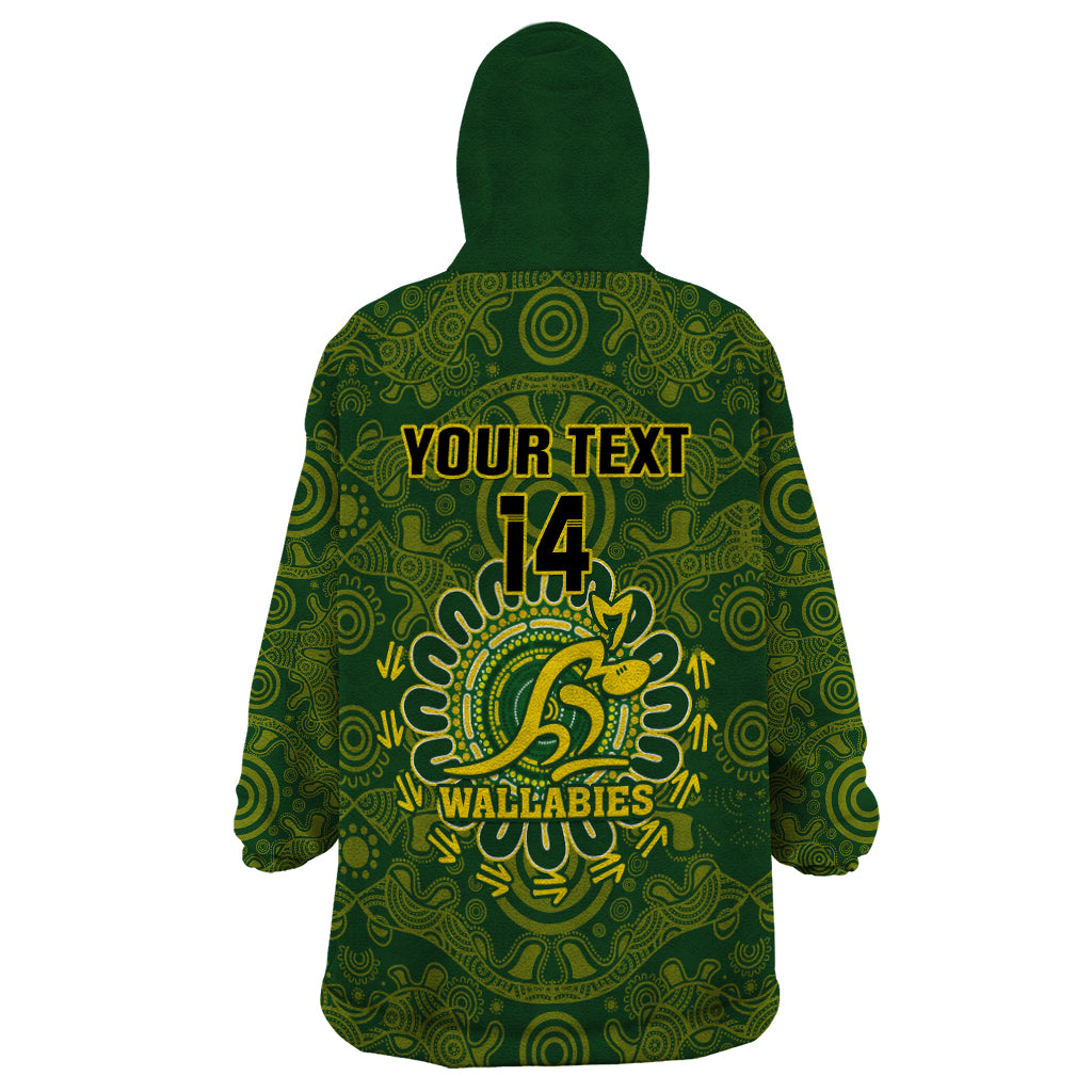 Personalised Australia Rugby Wearable Blanket Hoodie Wallabies 2023 Go Champions Indigenous Art - Vibe Hoodie Shop