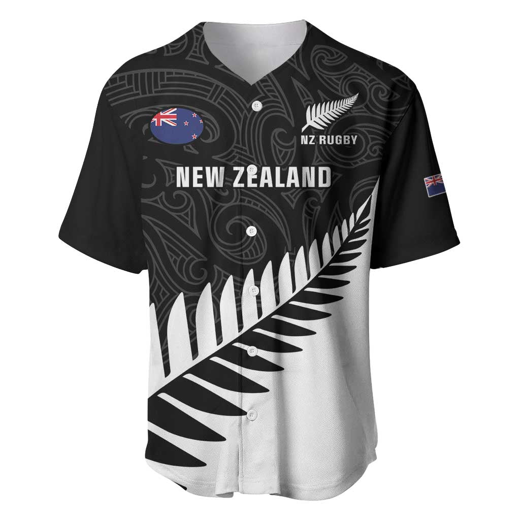 New Zealand Silver Fern Rugby Baseball Jersey All Black Go Champions Maori Pattern LT14